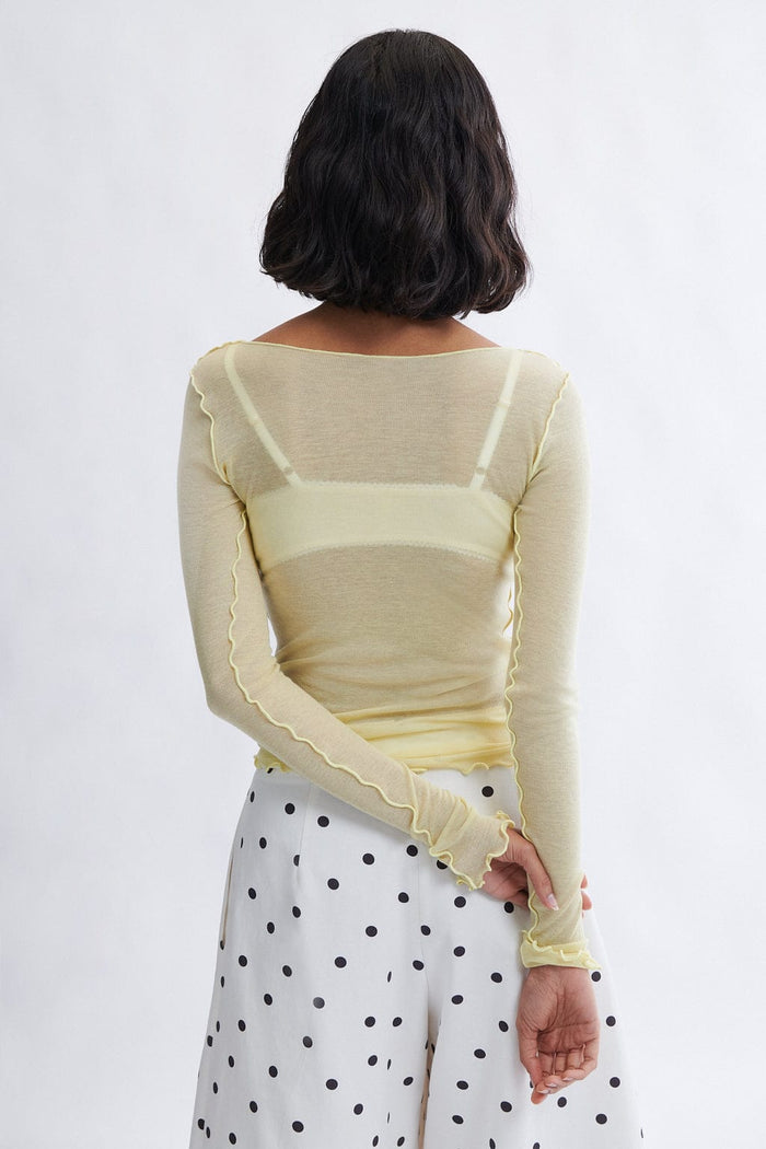 Eliza Faulkner Designs Inc. Carla Microknit Longsleeve Top Yellow