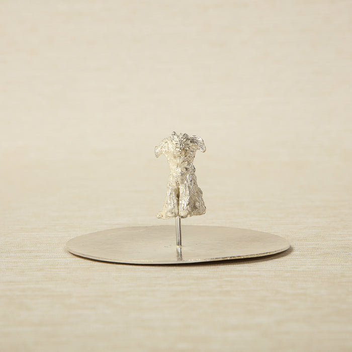 Cast Terrier on stand