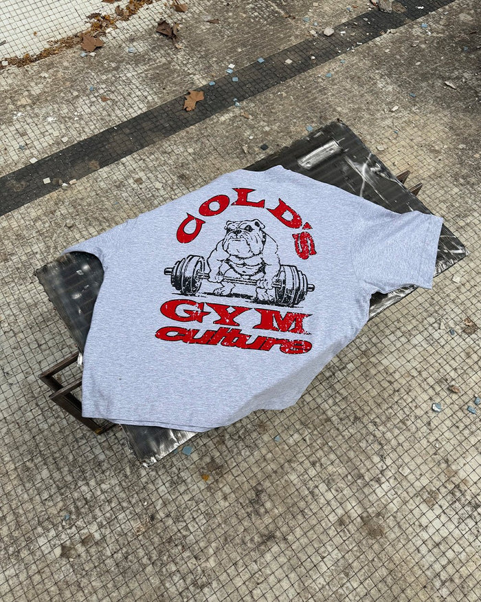 COLD´S GYM BOXY TEE GREY - grey boxy tee, flat lay - Cold Culture