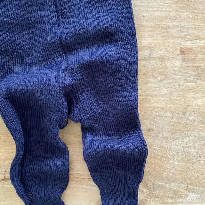 Collant en laine et coton bio Hirsch Natur – Marine