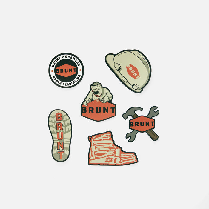 BRUNT Workwear Signature Stickers in Orange, Tan and Black