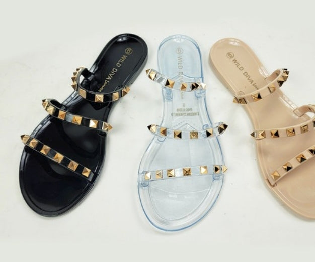 Golden Stud Sandal (Black)