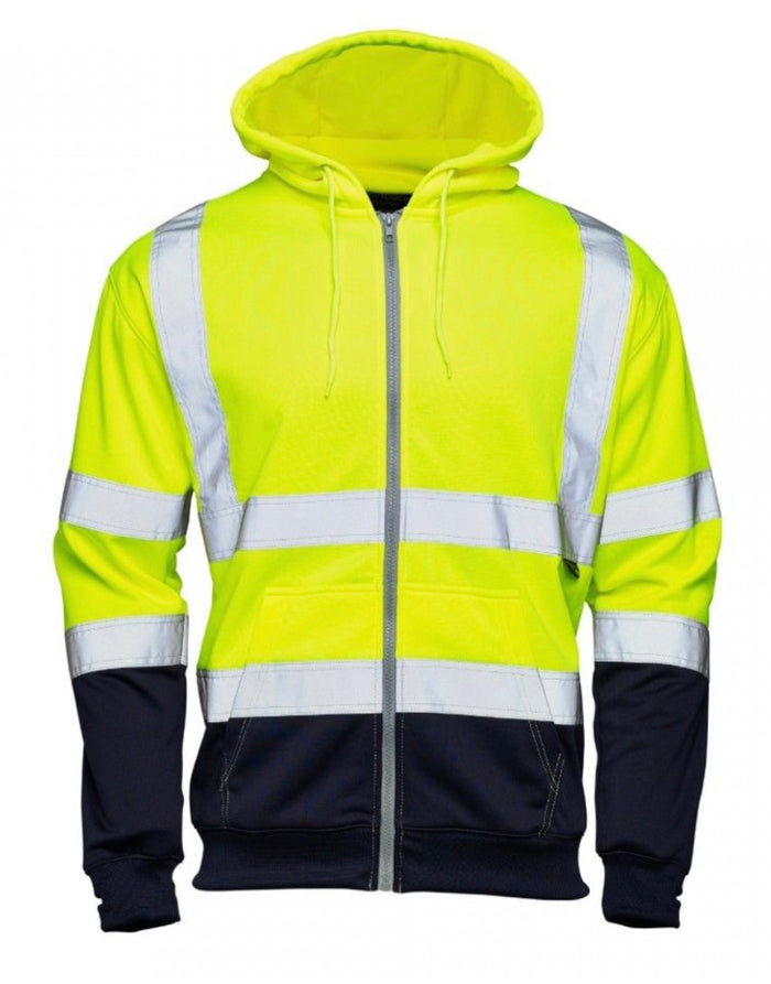 Hi Vis 2 Tone Hooded Zipped Sweatshirt