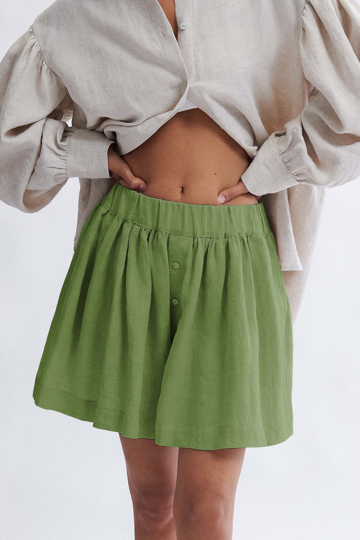 Eliza Faulkner Designs Inc. Shorts Jeanette Short Green Linen