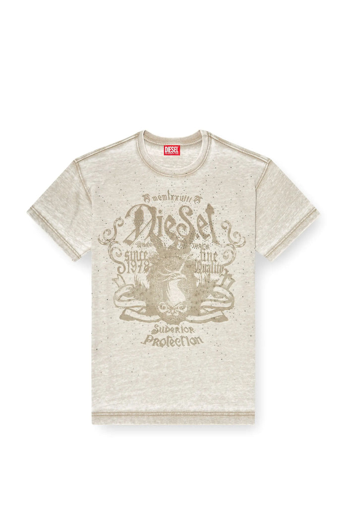 Jersey T-shirt with burnout wash and studs