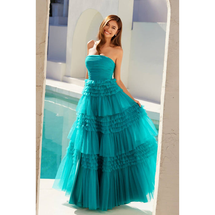 JT2542S DAZZLE IN THIS VIBRANT STRAPLESS DRESS THE TOP OF T