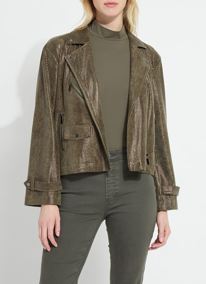 Lysse Emory Vegan Suede Moto Jacket in Woodland