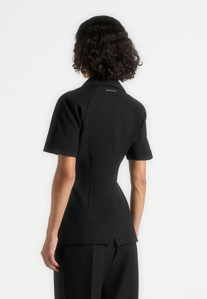 malika-double-breasted-short-sleeve-blazer-black