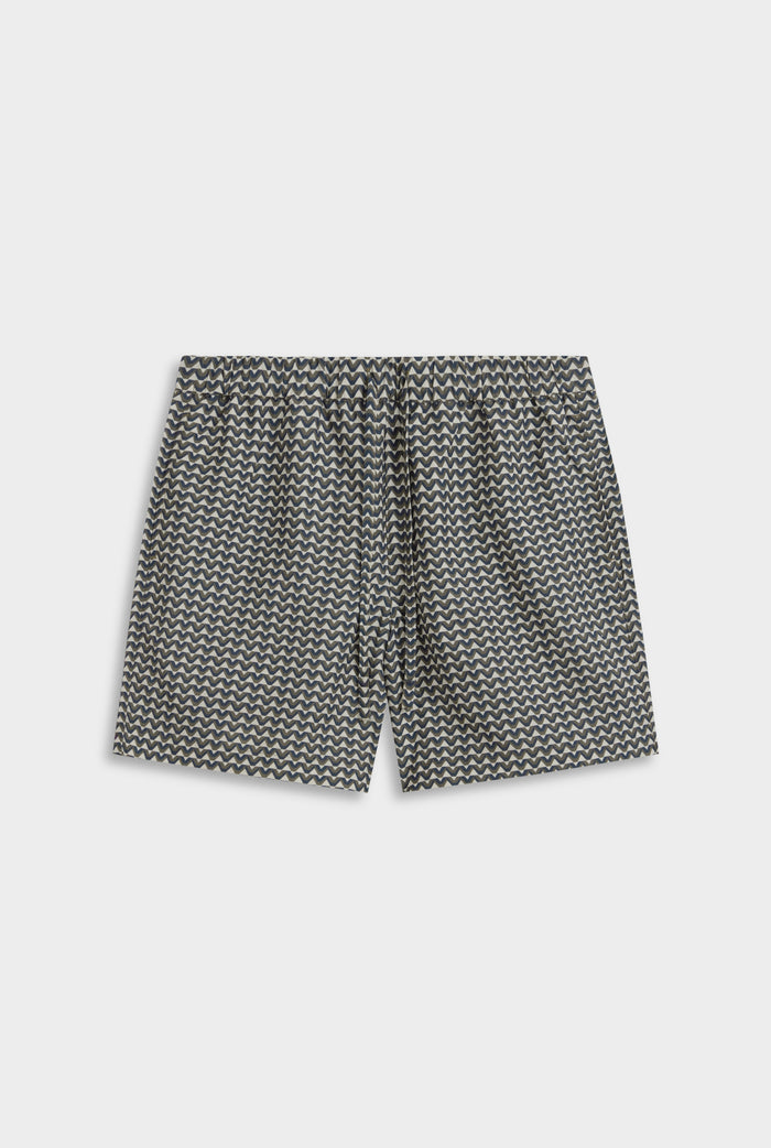 Venroy Relaxed Tencel Short - Cream/Navy/Brown V Monogram