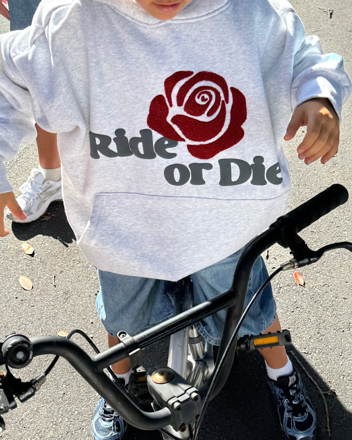 Ride or Die Oversized Hoodie | White Marle