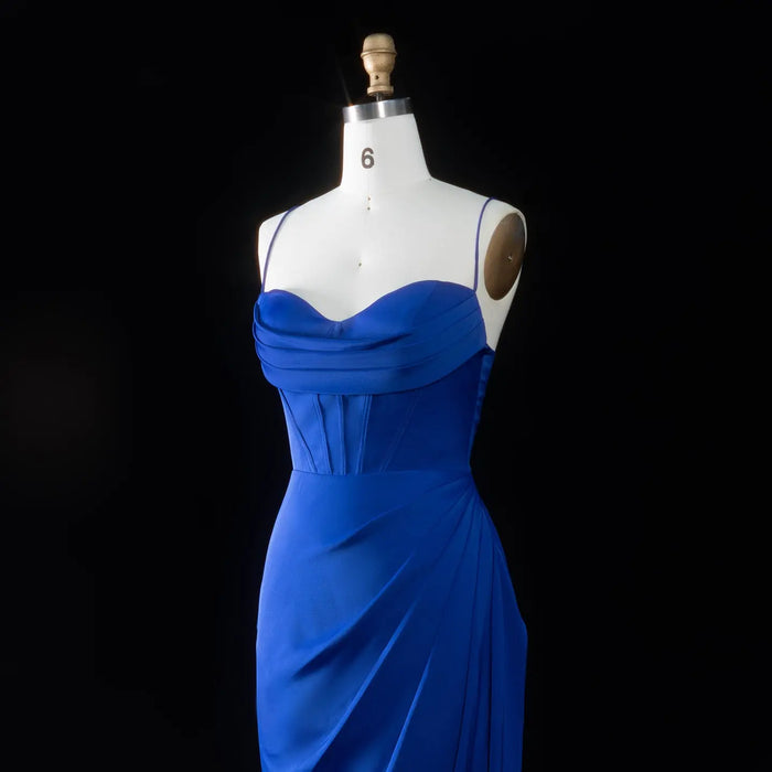 Sexy Mermaid Spaghetti Strap Royal Blue Prom Dress with Lace-up SH091 Sheer Fairy