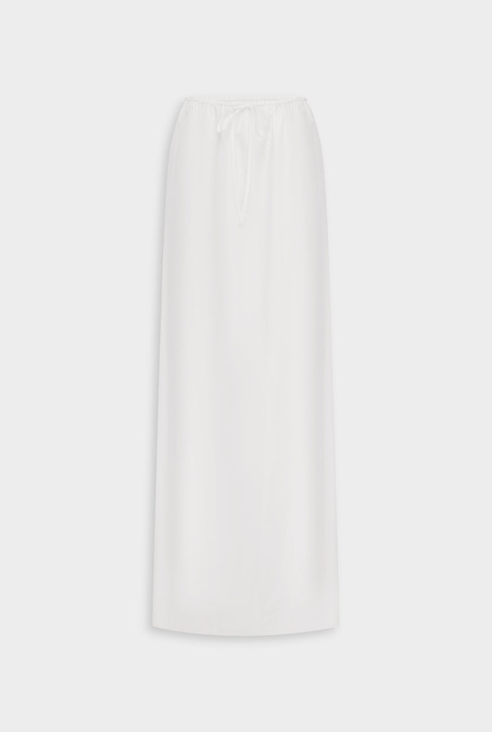 Venroy Silk Cotton Maxi Skirt - White