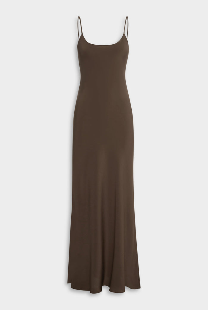 Venroy Silk Slip Dress - Chocolate