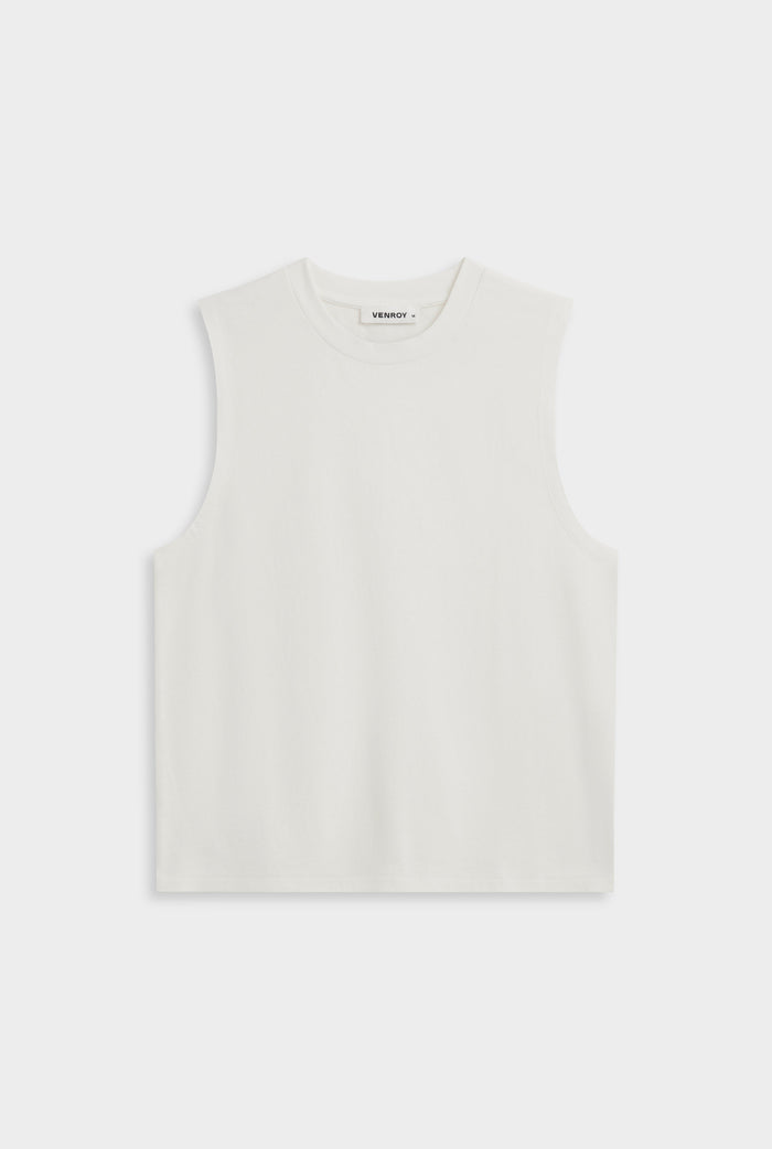 Venroy Sleeveless Distressed T Shirt - Off White