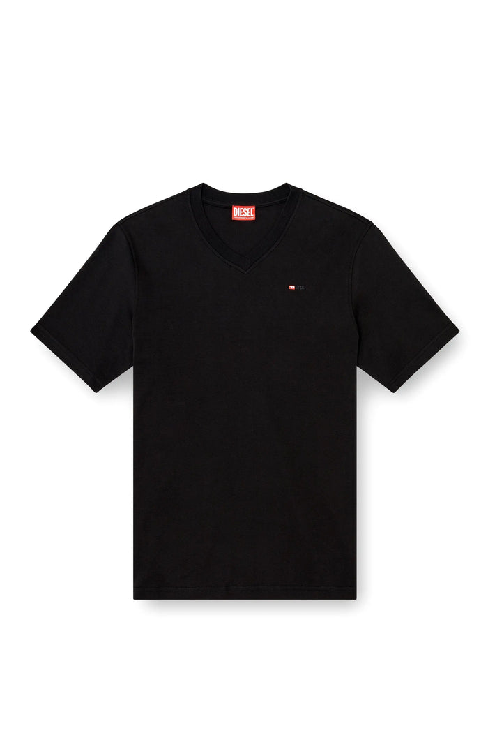 V-neck T-shirt with micro logo embroidery