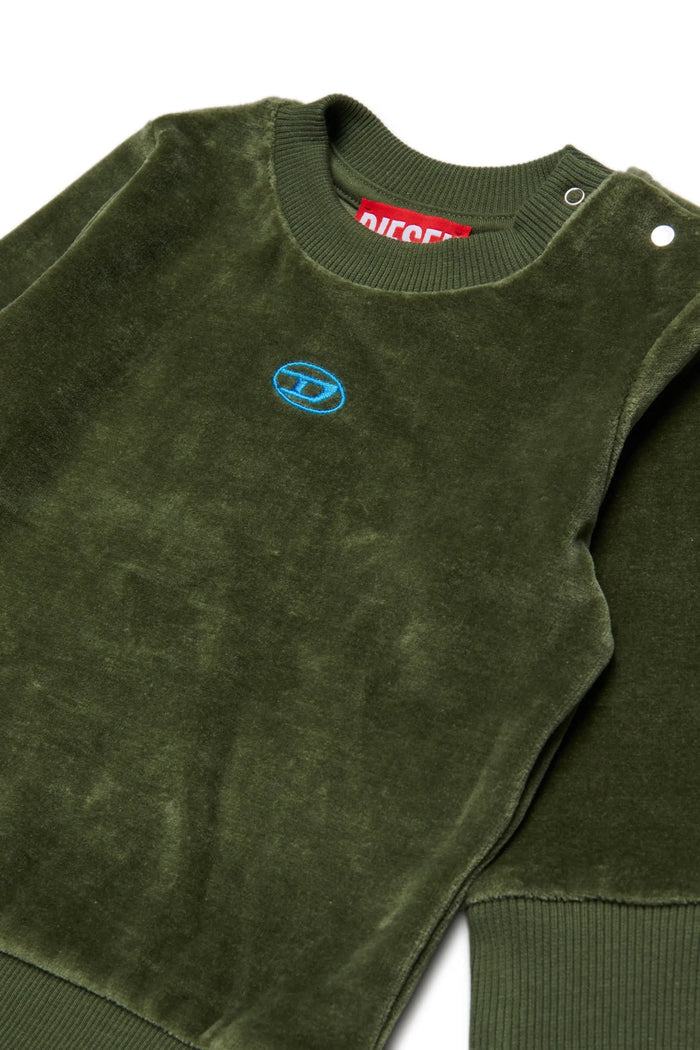 Velvet sweatshirt with Oval D embroidery
