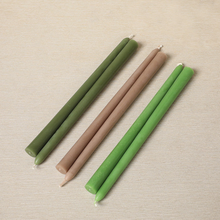 12" Hand-poured beeswax candles, pair