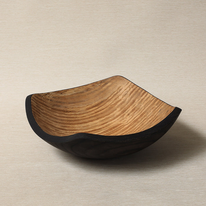 13" Two-toned Oak Serving Bowl