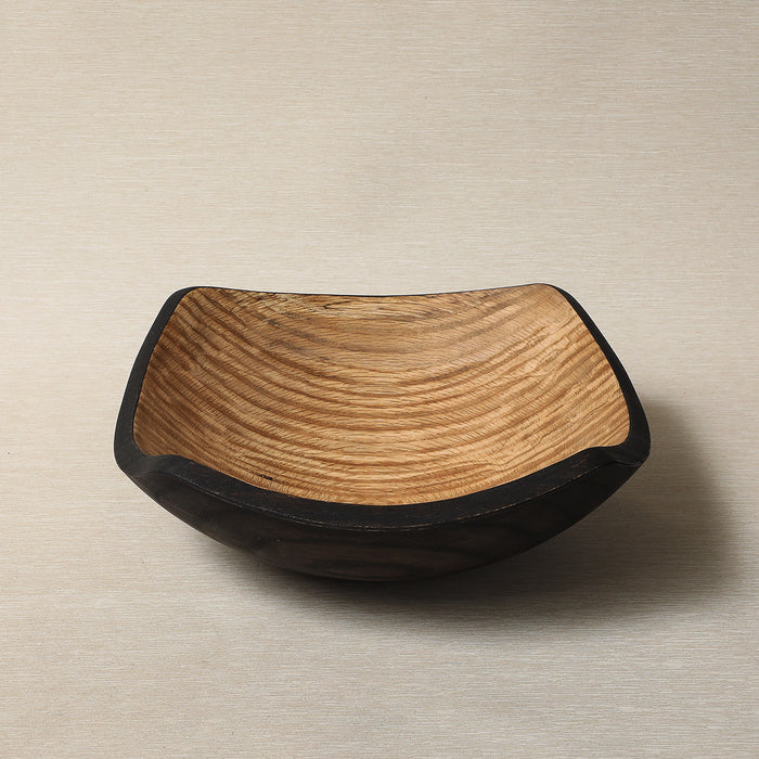 13" Two-toned Oak Serving Bowl