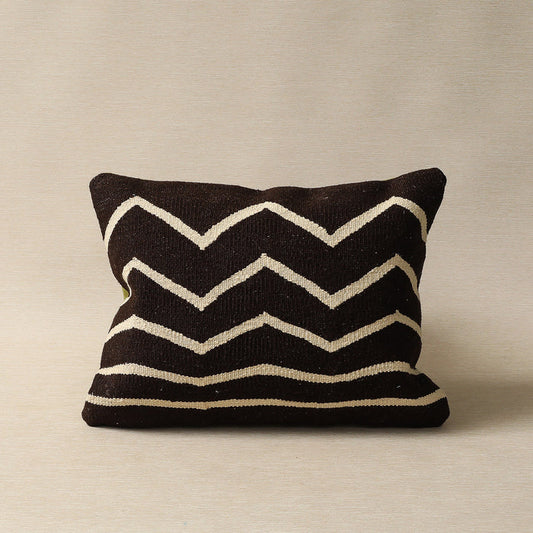 14"x20" Hills & Streams kilim cushion in natural black
