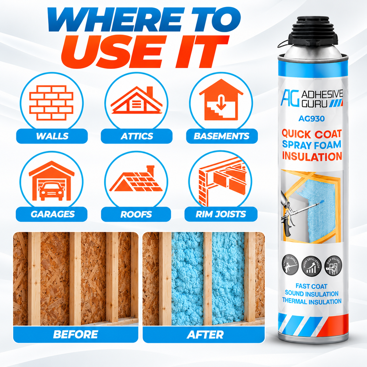 36-Pack Spray Foam Insulation Kit with Foam Gun & Cleaner – Thermal & Sound Insulation, Up to 720 Board Feet