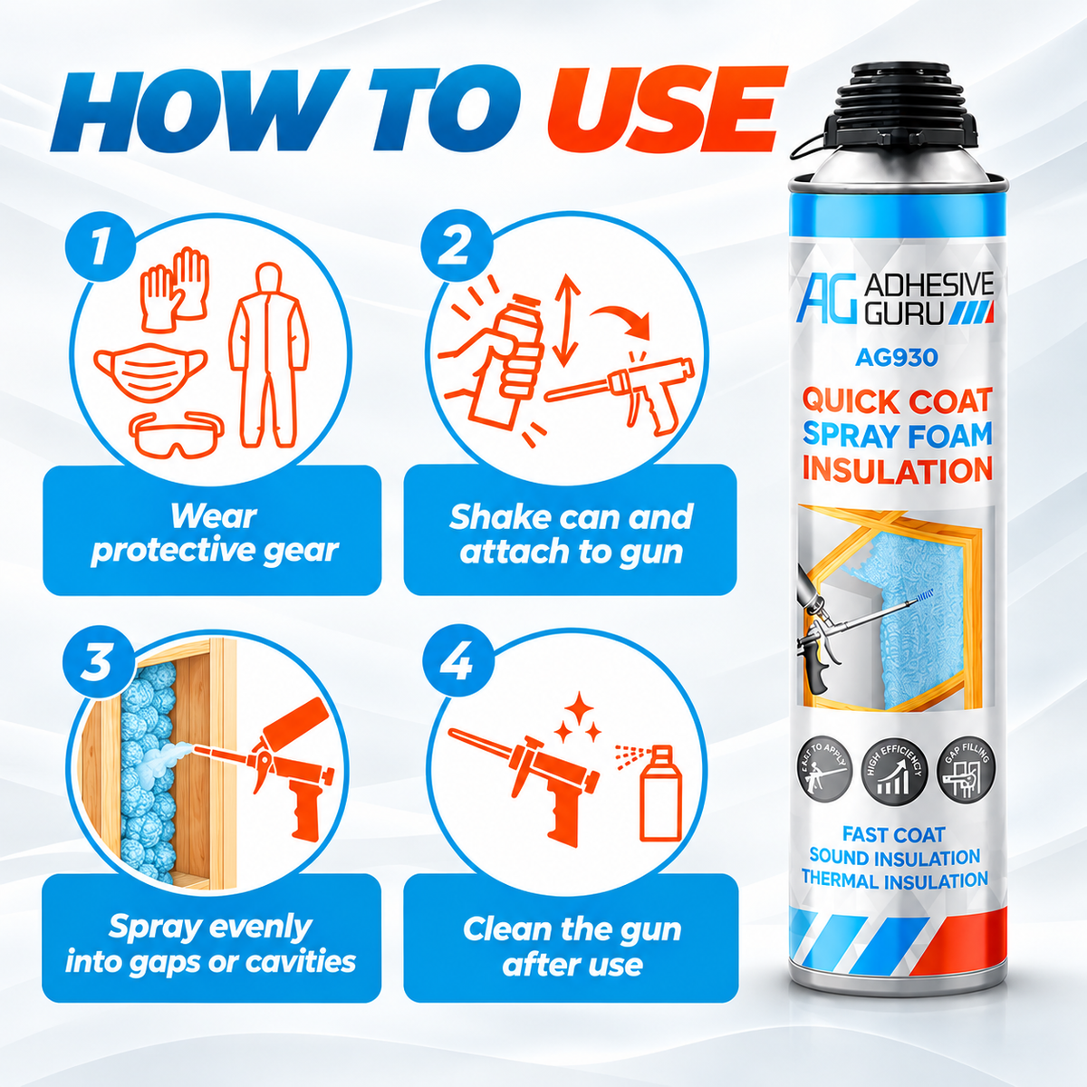 36-Pack Spray Foam Insulation Kit with Foam Gun & Cleaner – Thermal & Sound Insulation, Up to 720 Board Feet