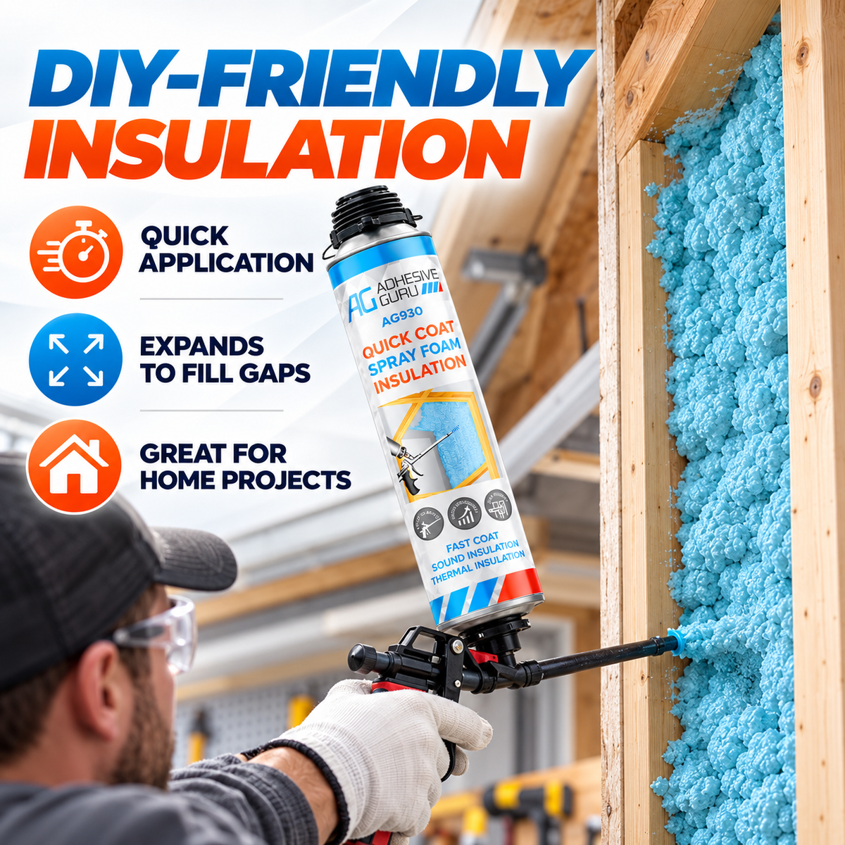 36-Pack Spray Foam Insulation Kit with Foam Gun & Cleaner – Thermal & Sound Insulation, Up to 720 Board Feet