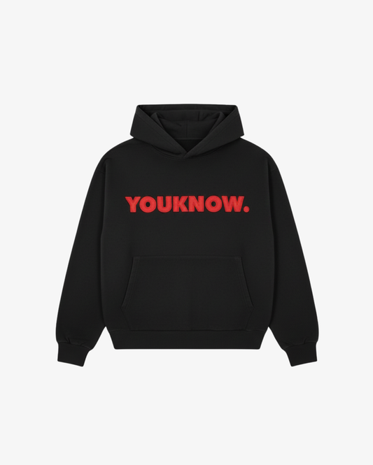 Applique Block Hoodie | Black/Red