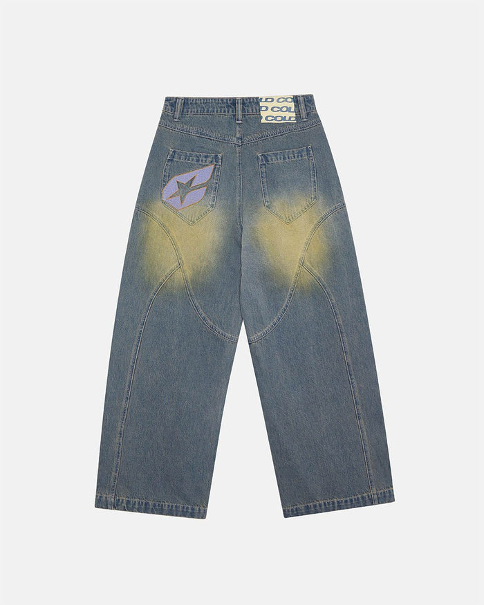 ARTWEAR JEANS BLUE DENIM - washed blue denim pants, back view - Cold Culture