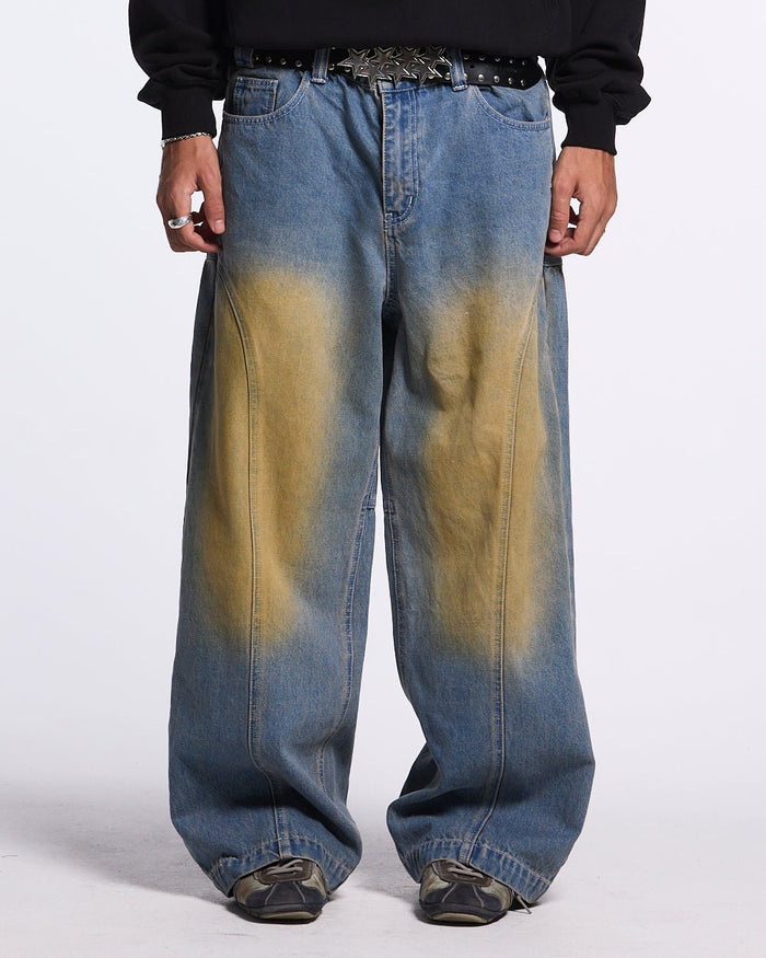 ARTWEAR JEANS BLUE DENIM - washed blue denim pants, front view on male model - Cold Culture #man