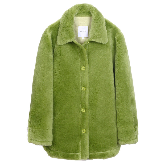 ASAYA2679 Merino wool granular velvet fur all-in-one windproof and warm loose teddy coat