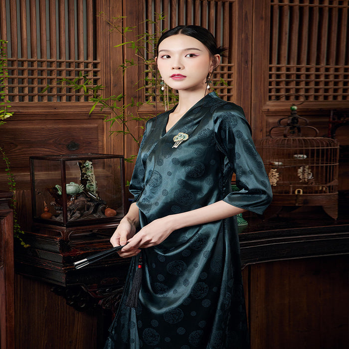 Mo Yu Ru Shi Summer Chinese style new original niche design Han element pleated lace dress image 0
