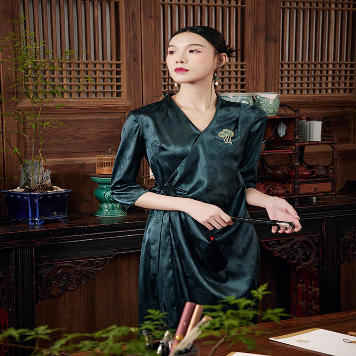 Mo Yu Ru Shi Summer Chinese style new original niche design Han element pleated lace dress image 3