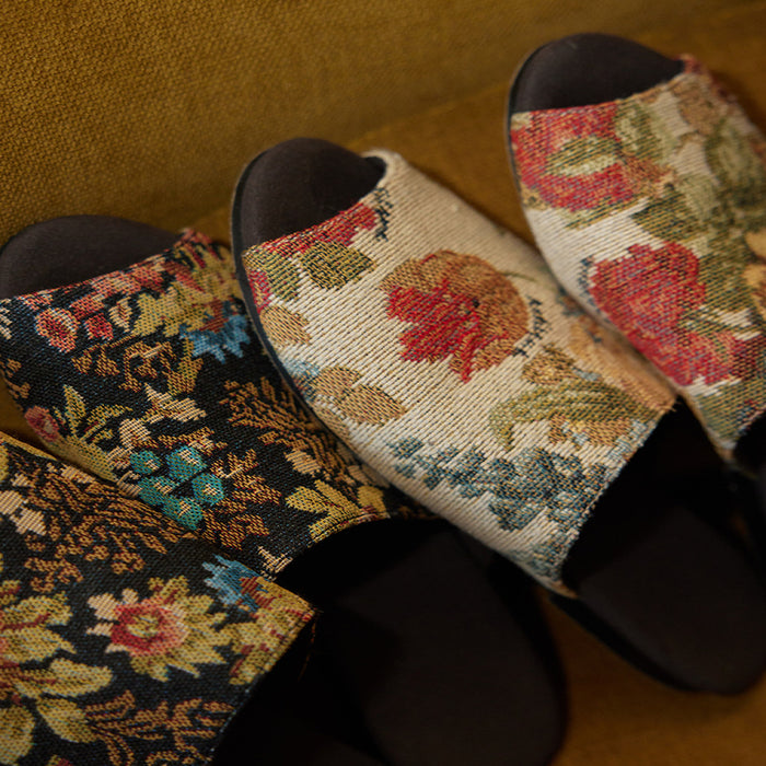 Jasmine and Fusu vintage cotton flower jacquard cashew flower slippers lazy sofa slippers image 2