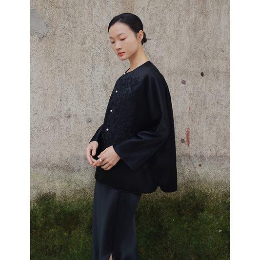 ASAYA4456 - Regal Embroidered Satin Jacket 🏮🕊️