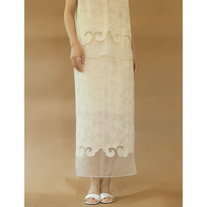Beige half skirt in stock / M
