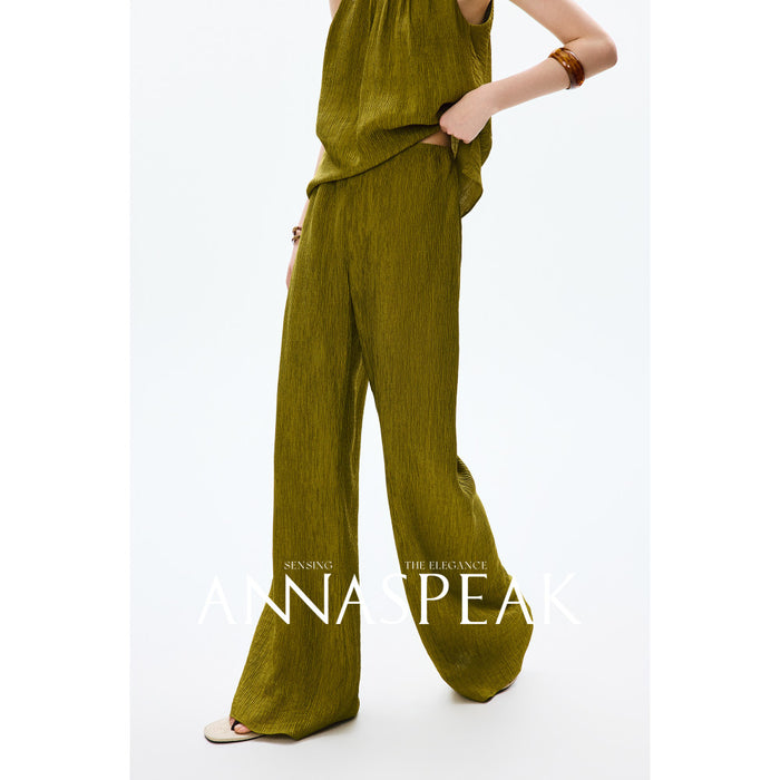 Dark citron green pants are cool and easy to maintain / S pre sale