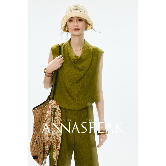 Dark citron green sleeveless top cool and easy to maintain / L pre sale