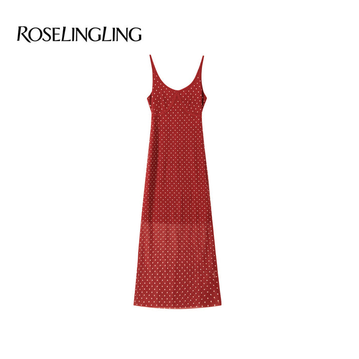 Retro red wave dot strap ribbon delivery / M
