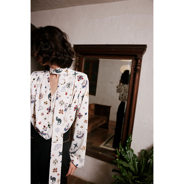 Rosebanks printed all the jewelry they couldn t afford on my vintage printed lace up shirt image 2