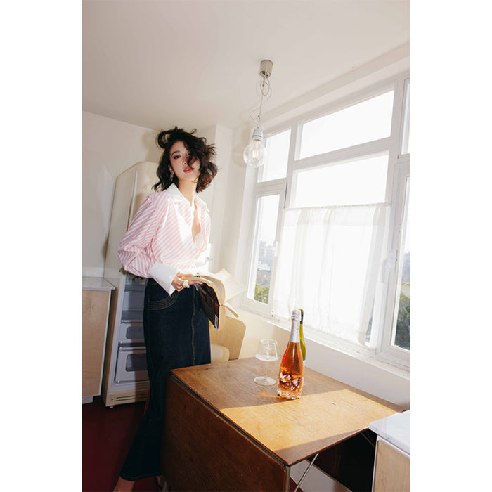 ROSEBANKS Pink Stripe Shirt Pink Stripe Contrast Shirt image 2