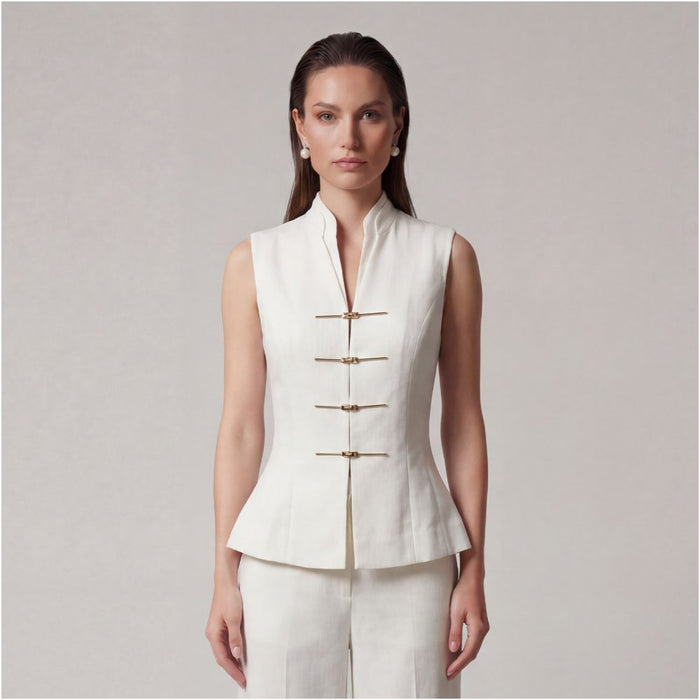 ASAYA6603 – Ivory Modern Cheongsam Vest 🤍✨
