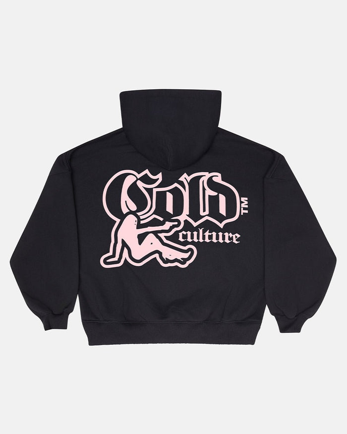 BANG BANG HOODIE BLACK - black graphic print hoodie, back view - Cold Culture