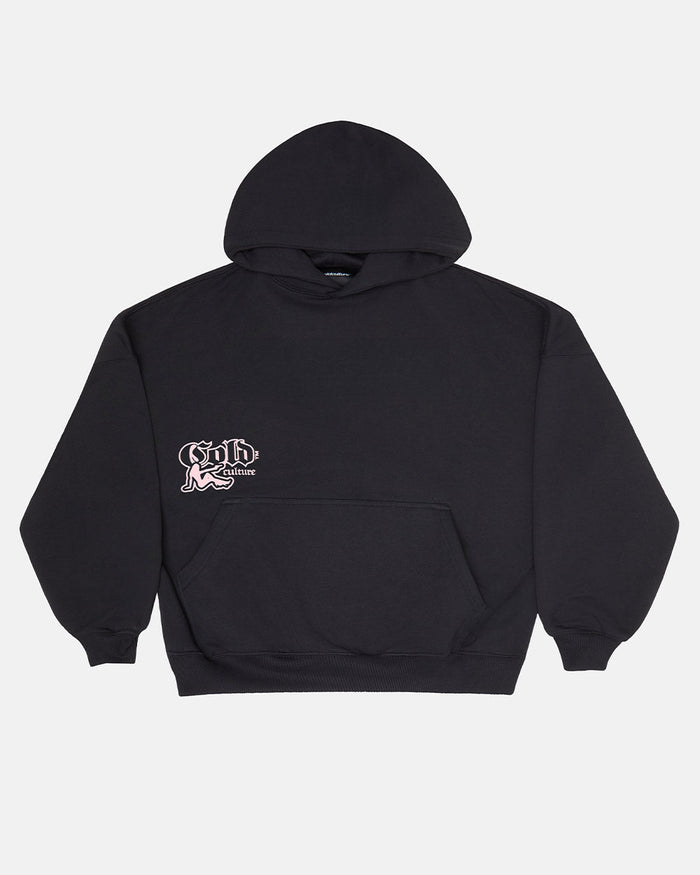 BANG BANG HOODIE BLACK - black graphic print hoodie, front view - Cold Culture