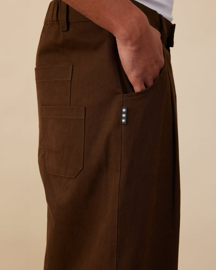 Barrel Leg Pants | Warm Brown