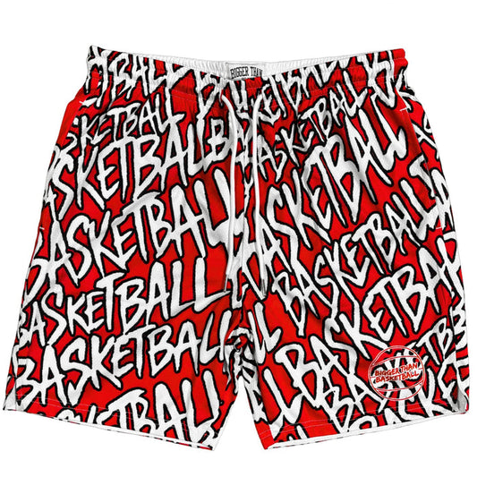 "Basketball" Graffiti - Shorts - Red