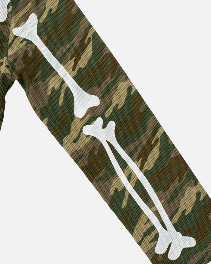 BONEY LONGSLEEVE CAMO - camo skeleton print longsleeve tee, detail close-up - Cold Culture