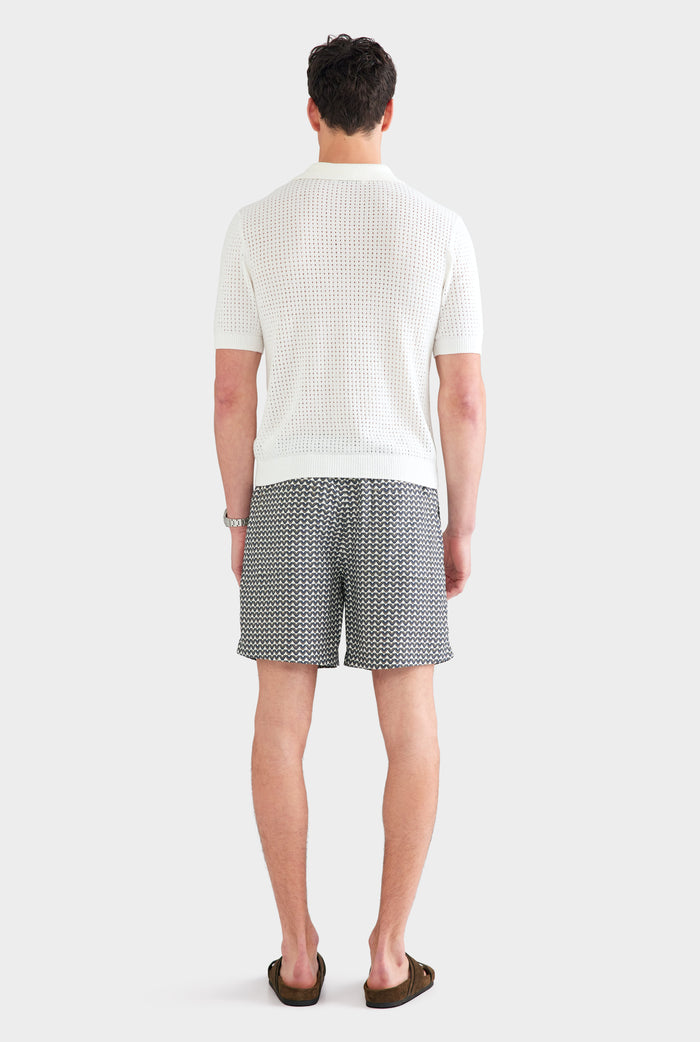 Boucle Open Knit Polo - Off White