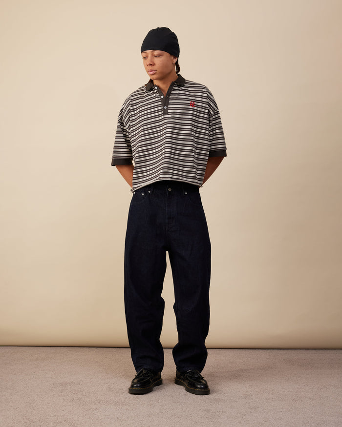 Boxy Polo | Brown Stripe