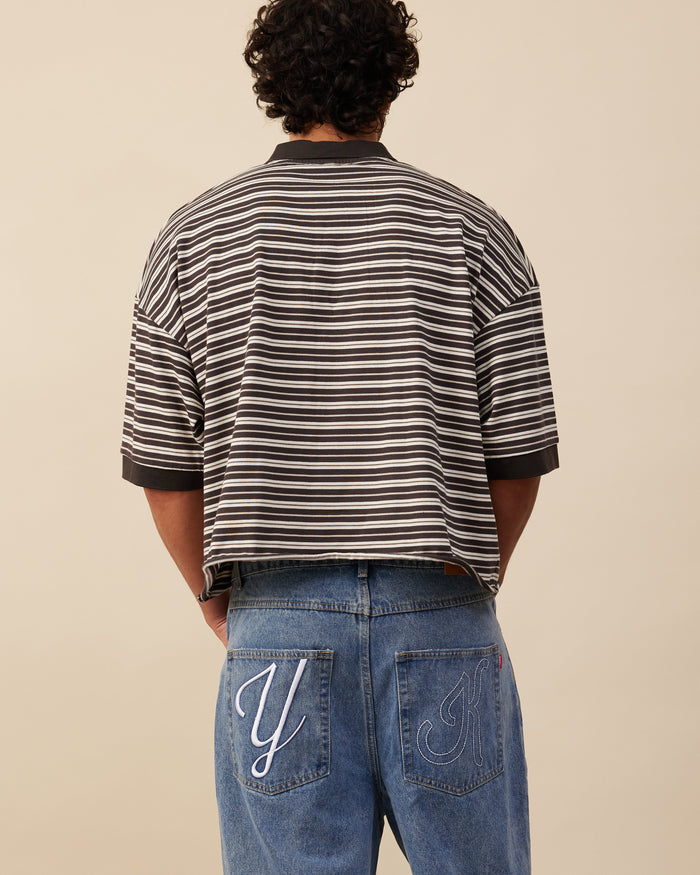 Boxy Polo | Brown Stripe